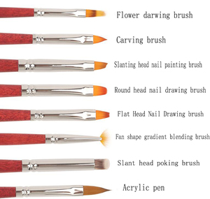 15Pcs Red Wood Long Handle Nail Brush Set Kolinsky Style Fine Nail Art Painting Brushes for Manicure Salon - Product Image 3