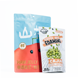 Bolsas de aperitivos de edamame tostado de alta proteína Embalaje de sabor cajún sin grano Bolsa de pie para alimentos saludables 21g de proteína - Product Image 4