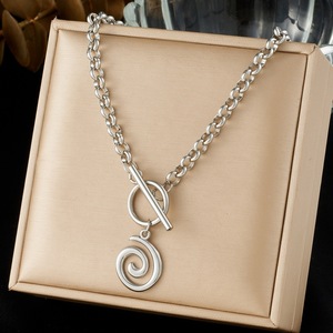 Gold Plated Stainless Steel Spiral Pendant OT Buckle Chain Necklace Geometric Design Daily Wear - Product Image 2
