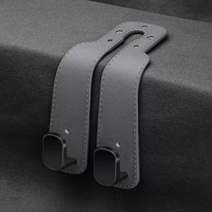 Leather <b>Car</b> Headrest <b>Hook</b> Set Magnetic Seat Back Retainer Tumbled Finish Interior Accessory for SUV Pickup - Product Image 5