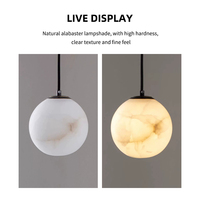 Luminaire suspendu ZeroUNO en albâtre, abat-jour sphérique en marbre d'albâtre naturel, lustre en albâtre, fabricants d'albâtre, lampes de chevet, hôtel