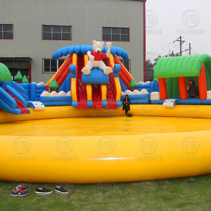 <span class=keywords><strong>Grand</strong></span> parc aquatique gonflable géant sur le thème de l'ours de dessin animé, avec toboggan aquatique mobile multi-pistes et parc de jeux gonflables amusant - Product Image 3