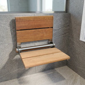 Siège de douche pliable mural en teck de qualité supérieure, banc de soins à domicile avec support robuste en acier inoxydable, utilisation en salle de bain, garantie de 3 ans - Product Image 3