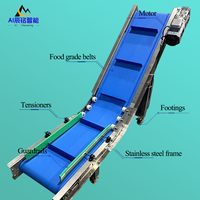 Convoyeur à bande en PVC/PU personnalisé Convoyeur automatique de levage à bande de type Z Convoyeur d'ascenseur industriel de qualité alimentaire avec guide latéral