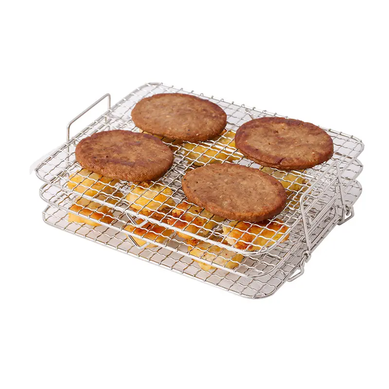 Air fritadeira acessórios 304 aço inoxidável Baking Net, panela Panela de pressão Canning net com perna rede de secagem a frio