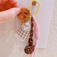 Breloques de sac en peluche faites à la main, porte-clés pompon en corde nouée, pendentif de sac dessin animé chien chat champignon, porte-clés tendance, cadeau