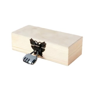 Wooden <b>Combination</b> Lock Storage Box <b>Square</b> Minimalist Design Jewelry Box For Bedroom Neatening - Product Image 4