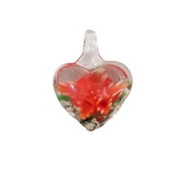 Pendentif Cœur Fleur 3D Créatif en Verre Soufflé Perlé DIY pour Boucles d'Oreilles et Bracelets