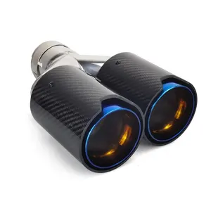 Factory export m performance burnt blue exhaust dual tips carbon fiber Y type for modifly car muffler pipe decorate