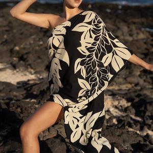 Manufacturer High Quality Loose Printed One Shoulder Casual Maxi Dress Customized Rayon Hawaiian Dress - Product Image 2