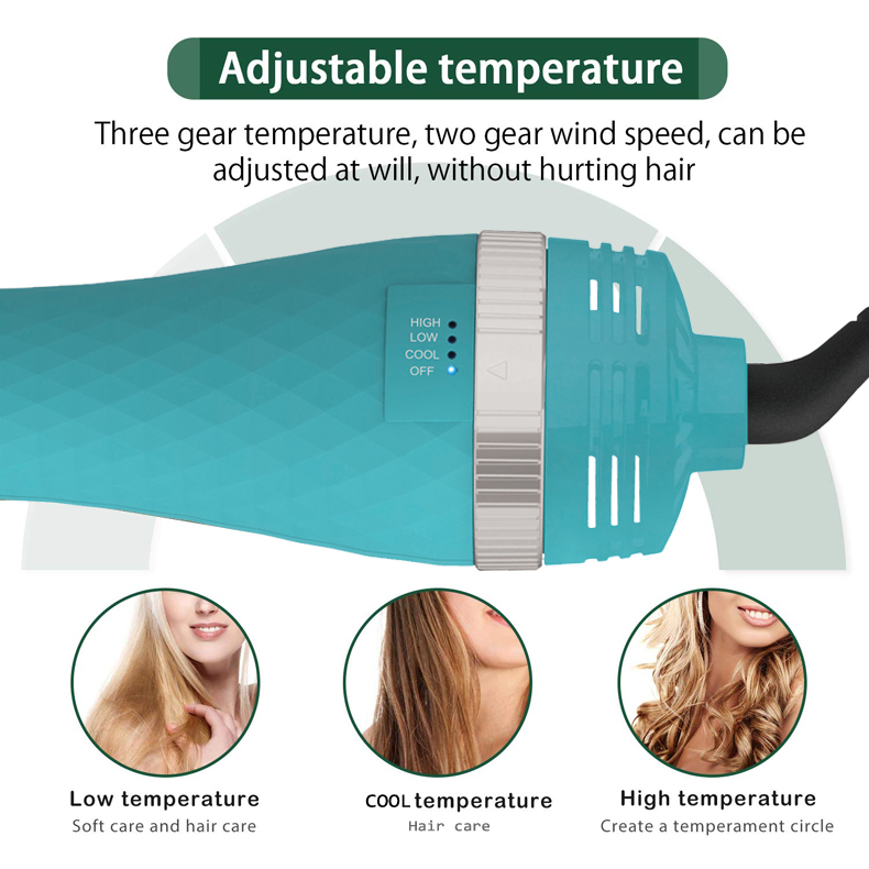 Горячий воздух кисть сушилка один шаг вольюмайзер сушки плоских и щипцы для завивки волос Тиффани зеленый 1100 Вт Воздушный фен для волос