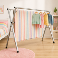 Séchoir à linge pliable en acier inoxydable de type X réglable, séchoir à vêtements portable pour balcon et jardin