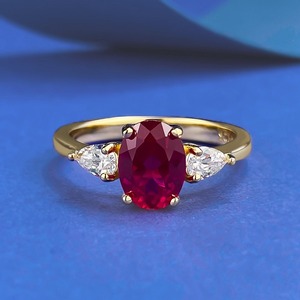 Mạ Vàng S925 Sterling Silver <span class=keywords><strong>Ruby</strong></span> nhẫn cho phụ nữ kỷ niệm đám cưới đá quý Nhẫn kim cương trang sức Nhà cung cấp - Product Image 1