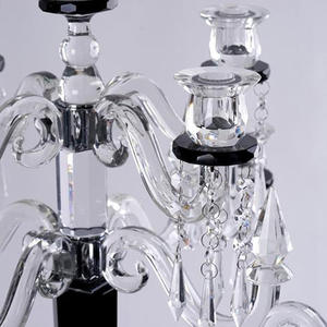9 bras table de mariage centres de table noir candélabre en cristal pour les mariages MH-1623 - Product Image 3