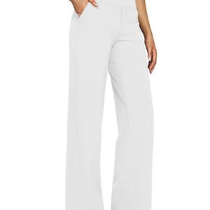 Pantalon de yoga élastique taille haute pour femme Poches Robe de sport décontractée en coton Conception de jambe large appropriée au travail disponible - Product Image 1