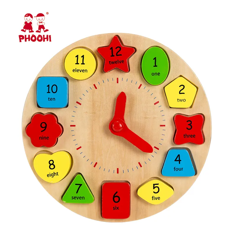 Okul öncesi çocuklar eğitici öğrenme süresi çocuk oyun ahşap saat oyuncak 3 +