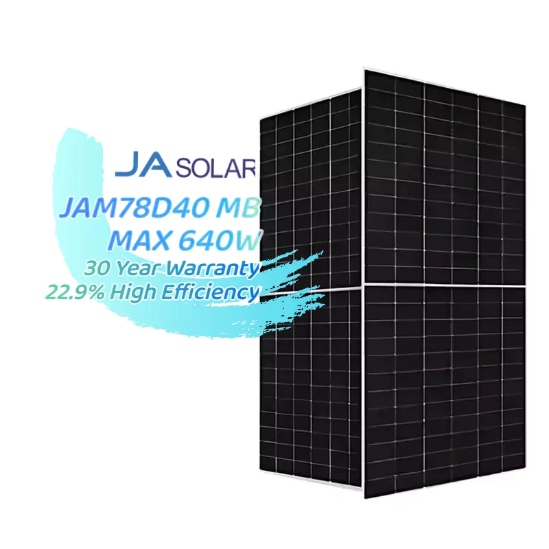 Wholesale JA Solar Panel JAM78D40 MB N-type Double Glass Bifacial Modules 615W 620W 625W 630W 635W 640W In Stock
