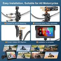 Écran tactile IPS 5 pouces, double objectif, 1080P, caméra de moto avec Carplay, DVR, étanche IP66, Carplay sans fil et Android Auto