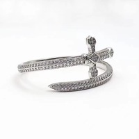 Hip-hop plein diamant argent or justice épée bracelet design de niche haut de gamme nouveau style bracelet