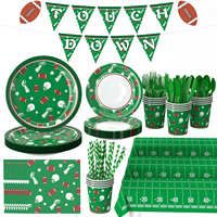 Beliebtes Grünes Football-Party-Geschirr-Set mit Touchdown-Thema für Geburtstage und Spieltage, Kinderparty-Zubehör