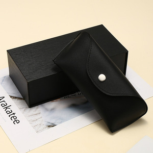 Logo personnalisé boîte à lunettes noire de luxe populaire ensemble d'emballage de lunettes de soleil en cuir PU stock étui et sac à lunettes - Product Image 4