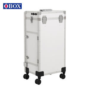 Valise de maquillage Obox grande capacité blanche avec roulettes pivotantes et verrouillables pour rangement domestique Printemps 2025 - Product Image 4