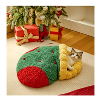 Nouveau Lit Nid Hivernal pour Chats et Chiens, Motif Uni, Sommeil Profond, Semi-fermé, Lavable à la Main, Vente en Gros