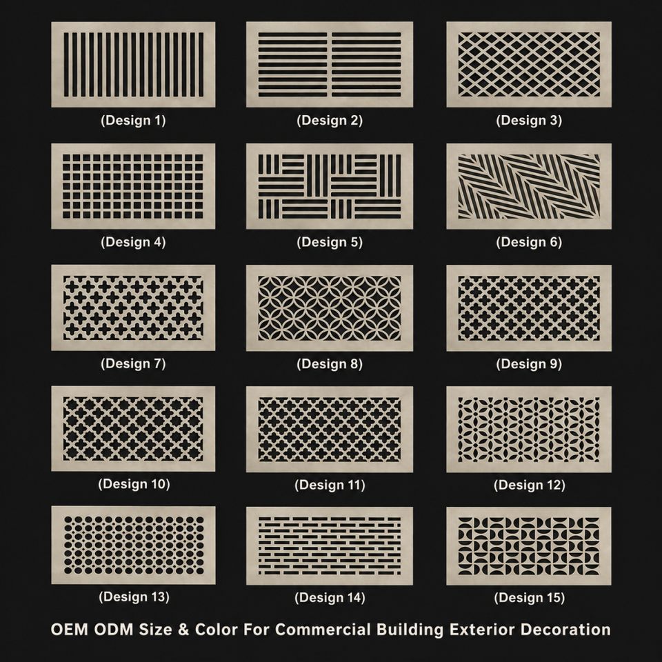 Commercial Property Cladding Custom Carved Aluminum Facade Cladding Panel Perforated Metal Facade ...