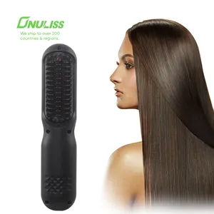 Brosse à lisser les cheveux en céramique Brosse à lisser les cheveux électrique sans fil rechargeable chauffante sans fil Brosse à lisser les cheveux portable