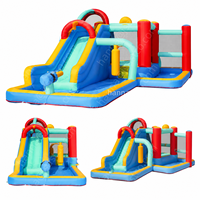 Toboggan aquatique gonflable, château gonflable, parc aquatique pour enfants avec piscine à jets d'eau, canon à eau, mur d'escalade, jouet d'été pour l'extérieur et le jardin