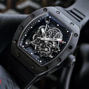 Reloj RM para Hombre, Diseño Esqueleto Completo en Cerámica Blanca, Correa de Caucho, Ligero, Cómodo de Usar, Resistente al Agua, Esfera de Cristal de Zafiro - Product Image 4