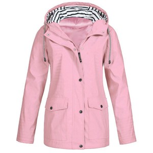 Abrigo Largo Impermeable con Capucha y Etiqueta Personalizada E0113ME05, Talla Grande, Deportivo, para Exteriores, para <span class=keywords><strong>Mujer</strong></span>, Moda Sehe - Product Image 3