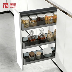 TIANYI Modern 3-Tier Side Mount Pull Out Kitchen Cabinet Organizer <b>Slim</b> Sliding Three-Layer Spice Rack Seasoning <b>Storage</b> Basket - Product Image 1