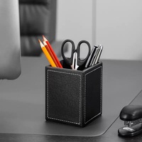 Organisateur de bureau en cuir ML, porte-stylos créatif de luxe, porte-cartes de visite pour étudiants, porte-stylos carré minimaliste pour bureau