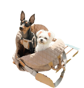 Küçük ölçekli taşınabilir katı desen köpek seyahat taşıyıcısı torba havayolu onaylı naylon % yükseltici koltuk pamuk fermuar kapatma kare şekli - Product Image 5