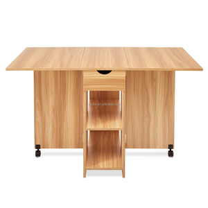 <span class=keywords><strong>Mesa</strong></span> de Comedor Rectangular <span class=keywords><strong>Plegable</strong></span> de Madera Moderna con Cajones y Diseño Extensible, Estantes de Almacenamiento Multifuncionales - Product Image 3
