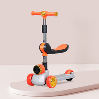 Trottinette en plastique pour enfants, trois roues, pliable, hauteur réglable, avec musique, jouet pour enfant