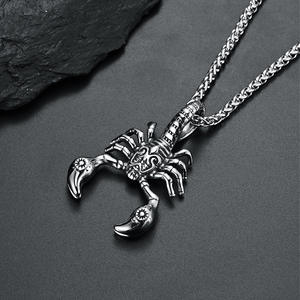 Scorpion <b>Titanium</b> Steel Pendant Necklace Men's Gothic Style Insect Shape Stainless Steel <b>Chain</b> 4mm 60cm - Product Image 1
