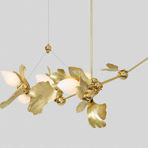 Lampu gantung langit-langit gantung bunga Laurel, lampu gantung untuk ruang tamu lampu gantung Flavia ruang tamu tempat lilin emas mewah modern - Product Image 5