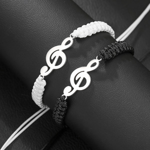 Handmade Woven Stainless Steel Musical Note <b>Bracelet</b> Adjustable Jewelry for <b>Couples</b> Gift Fashion String <b>Bracelet</b> - Product Image 1