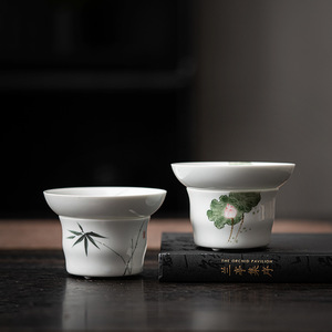 Juego de coladores de té de cerámica pintados a mano con diseño de loto, filtro de porcelana, accesorios para té Kung Fu, estilo tradicional chino - Product Image 3
