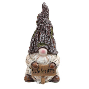 Figurine de gnome miniature en résine, panneau de bienvenue, elfe de jardin, gnome en bois - Product Image 2
