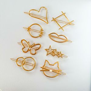 Pinzas para el pelo con nudo de mariposa dorada y plateada, pinzas de aleación de cinco puntas en forma de corazón, accesorios bonitos para el cabello, piezas de joyería en forma de rana - Product Image 5