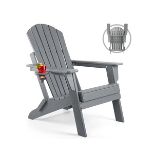 HE-565, Sedia Adirondack Pieghevole <span class=keywords><strong>in</strong></span> Plastica per Esterni, Sedia da <span class=keywords><strong>Spiaggia</strong></span> e Patio <span class=keywords><strong>in</strong></span> HDPE con Portabicchiere - Product Image 1