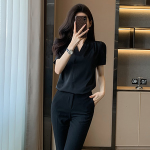 Women's High Waist Pencil Midi Skirt Stretch Elegant Bodycon Commuter Style Spring Black - Product Image 4