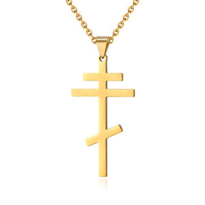 Collar con Cruz Ortodoxa de Europa del Este, Colgante Unisex de Acero Inoxidable, Diseño Retro, Color Inalterable, Joyería Protectora - Product Image 5