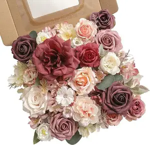Sıcak satış düğün yapay çiçek kutu doğum günü önerisi çiçek kafa kutup gelin buketi düzeni dekorasyon çiçekler