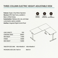 Bureau d'angle électrique moderne à 3 pieds en forme de L, réglable en hauteur, double moteur, poste de travail assis-debout pour bureau et chambre