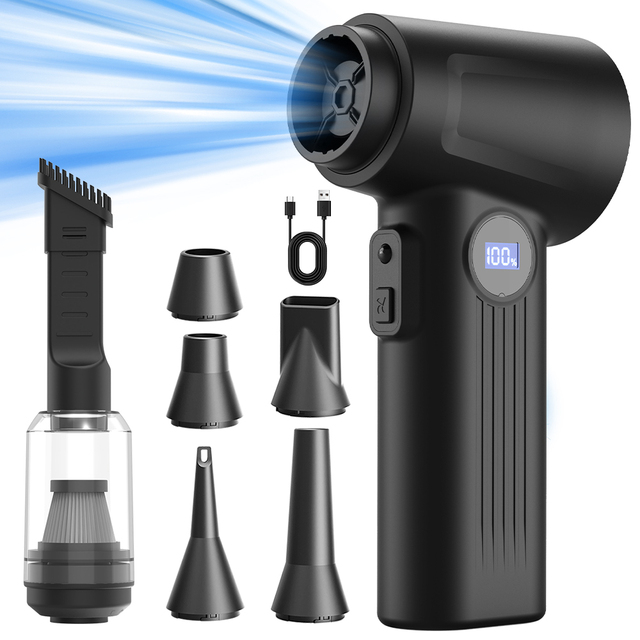90000RPM Cordless Turbo Air Duster 40W Rechargeable Brushless Blower 2600mAh for Car PC Cleaning