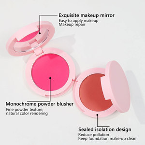 Venta al por mayor de polvo de colorete pigmentado vegano de alta calidad, paleta de colorete rosa suave con brillo único para viajes faciales, Etiqueta Privada - Product Image 6